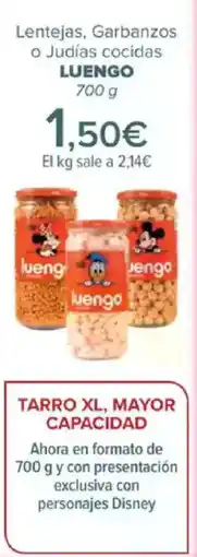 Carrefour LUENGO Lentejas, Garbanzos o Judías cocidas oferta