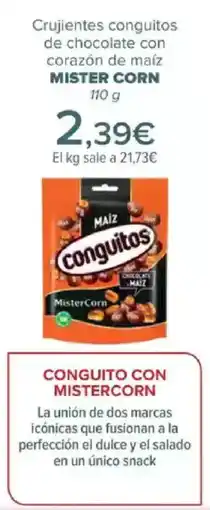 Carrefour MISTER CORN Crujientes conguitos de chocolate con corazón de maíz oferta