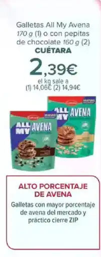 Carrefour CUÉTARA Galletas All My Avena o con pepitas de chocolate oferta