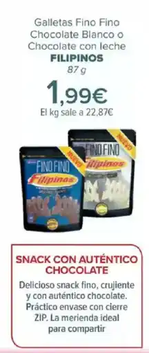Carrefour FILIPINOS Galletas Fino Fino Chocolate Blanco o Chocolate con leche oferta