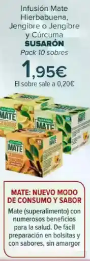 Carrefour SUSARÓN Infusión Mate Hierbabuena, Jengibre o Jengibre y Cúrcuma oferta