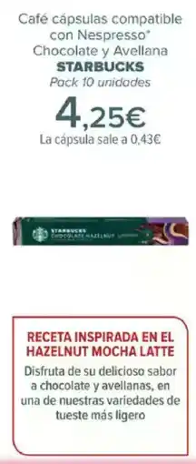 Carrefour STARBUCKS Café cápsulas compatible con Nespresso* Chocolate y Avellana oferta