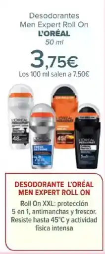 Carrefour L'ORÉAL Desodorantes Men Expert Roll On oferta