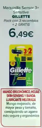 Carrefour GILLETTE Maquinilla Sensor 3+ Sensitive Pack con 3 recambios oferta