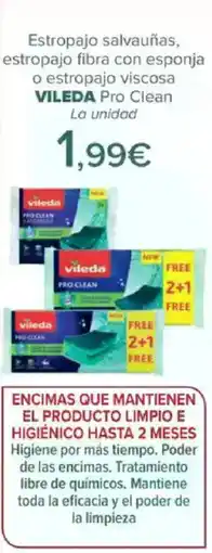 Carrefour VILEDA Estropajo salvauñas, estropajo fibra con esponja o estropajo viscosa Pro Clean La unidad oferta