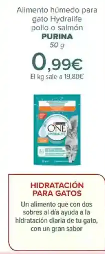 Carrefour PURINA Alimento húmedo para gato Hydralife pollo o salmón oferta