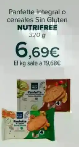 Carrefour NUTRIFREE Panfette integral o cereales Sin Gluten oferta