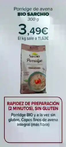 Carrefour SARCHIO Porridge de avena bio oferta