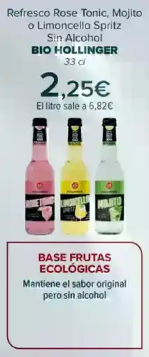 Carrefour HOLLINGER Refresco rose tonic, mojito o limoncello spritz sin alcohol bio oferta