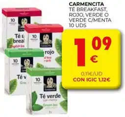 CashDiplo CARMENCITA Té breakfast, rojo, verde o verde c/menta oferta