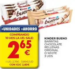 CashDiplo KINDER Bueno barritas chocolate rellenas original o white oferta