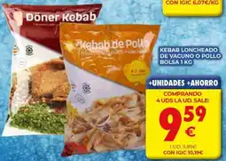 CashDiplo Kebab loncheado de vacuno o pollo oferta