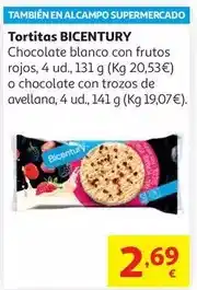 Alcampo Bicentury - tortitas choco.bco.c/frut.rj. 4x2 131g oferta