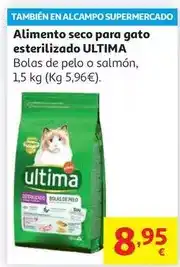 Alcampo Ultima - al.gato seco esterilizado bolas de pelo 1,5 kg oferta