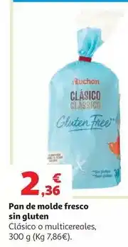 Alcampo Pan molde fresco clasico sin gluten auchan 300 g oferta