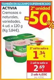 Alcampo Bifidus cremoso fresa activia 4x115grs oferta