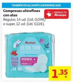 Alcampo Auchan - compresa ultrafina regular+ con alas x14 oferta