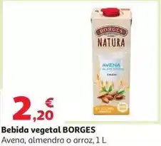 Alcampo Beb. avena y almendra s/azu.añad. borges natura 1l oferta