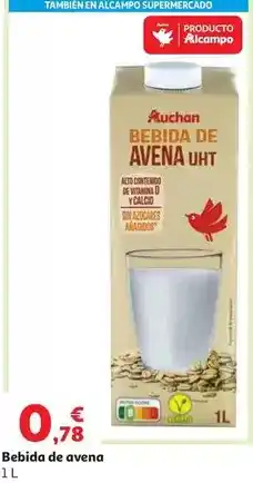 Alcampo Bebida avena c/calcio s/azu.añad.veg auchan caja x 6 1 l oferta