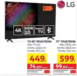 Alcampo Tv 65 led lg 65ua75006 4k webos (f) oferta