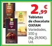 Alcampo Chocolate blanco mascobado bio oxfam 100 gr oferta