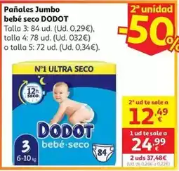 Alcampo Dodot - bebe seco jumbo pack talla 3 - 84 uds oferta
