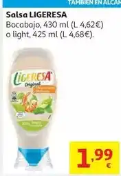 Alcampo Ligeresa salsa bocabajo 430 ml oferta