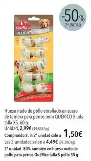 El Corte Inglés Hueso nudo de pollo enrollado en cuero de ternera para perros mini oferta