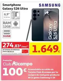Alcampo Smartphone samsung galaxy s26 ultra 256gb negro oferta