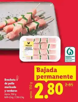 Lidl Brocheta de pollo marinado y verduras oferta