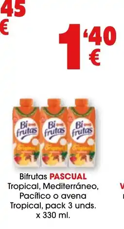 TOP Cash & Carry PASCUAL Bifrutas Tropical, Mediterráneo Pacífico o avena Tropical, pack 3 unds. oferta