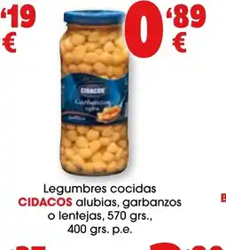 TOP Cash & Carry CIDACOS Legumbres cocidas alubias, garbanzos o lentejas oferta