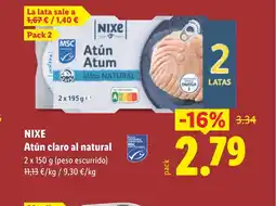 Lidl NIXE Atún claro al natural oferta
