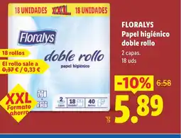 Lidl FLORALYS Papel higiénico doble rollo oferta
