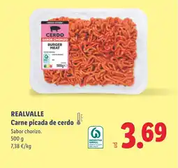 Lidl REALVALLE Carne picada de cerdo oferta