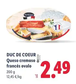 Lidl DUC DE COEUR Queso cremoso francés ovalo oferta