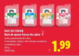 Lidl DUC DE COEUR Rulo de queso fresco de cabra oferta