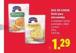 Lidl DUC DE COEUR Arroz para microondas oferta