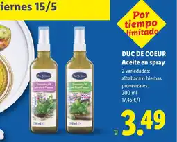 Lidl DUC DE COEUR Aceite en spray oferta