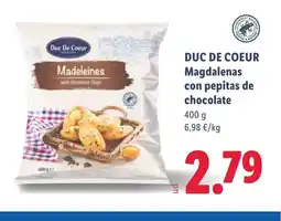 Lidl DUC DE COEUR Magdalenas con pepitas de chocolate oferta