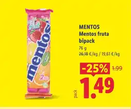 Lidl MENTOS fruta bipack oferta