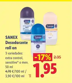 Lidl SANEX Desodorante roll on oferta