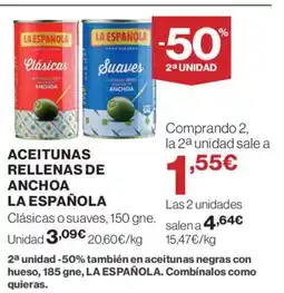 Supercor LA ESPAÑOLA Aceitunas rellenas de anchoa oferta