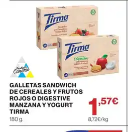 Supercor TIRMA Galletas sandwich de cereales y frutos rojos o digestive manzana y yogurt oferta