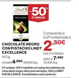 Supercor LINDT EXCELLENCE Chocolate negro con pistacho oferta