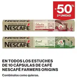 Supercor Nescafé Farmers Origins En todos los estuches de 10 cápsulas de café oferta