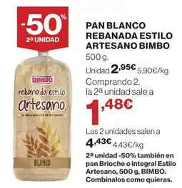 Supercor Bimbo Pan blanco rebanada estilo artesano oferta