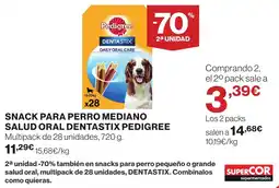 Supercor Pedigree Snack para perro mediano salud oral dentastix oferta