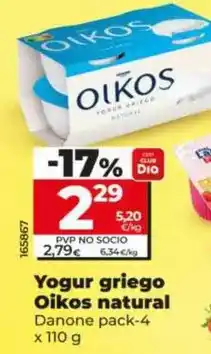 Dia Danone - yogur griego oikos natural oferta