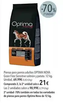 El Corte Inglés Nova - pienso para perros adultos gran free sensitive salmón y pata oferta
